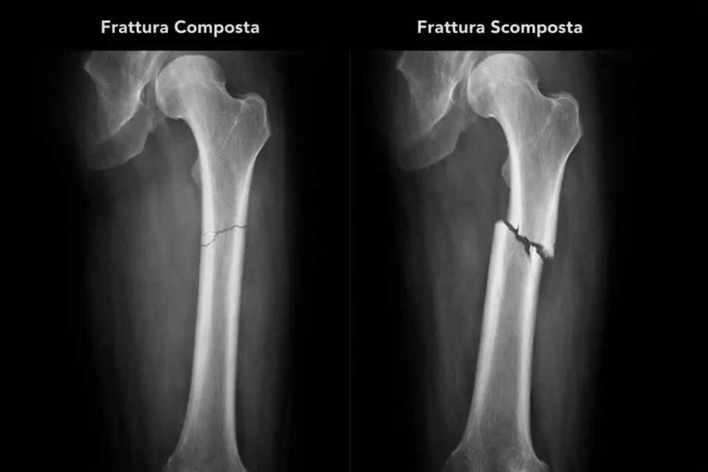 rx frattura composta del femore confrontata con rx frattura scomposta del femore